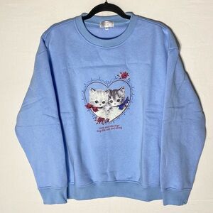 Tal Clothing Blue “Girls Don’t Like Boys They Like Cats And Money” Sweatshirt M